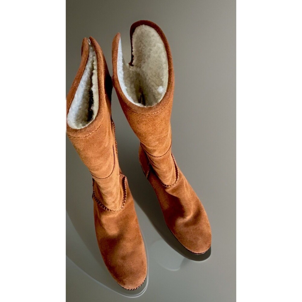 COACH Turnlock Faux Shearling Boot Women’s Suede Winter - Picture 2 of 6